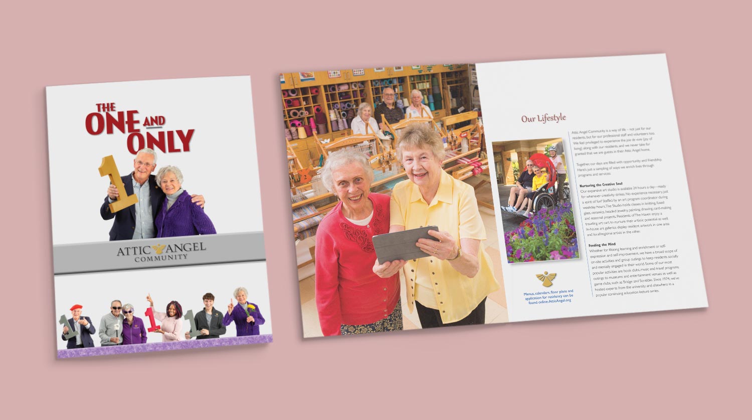 Spread of "The One and Only" brochure for Attic Angel Community