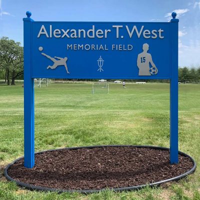 Alexander T. West Memorial Field signage for St. Dennis Parish